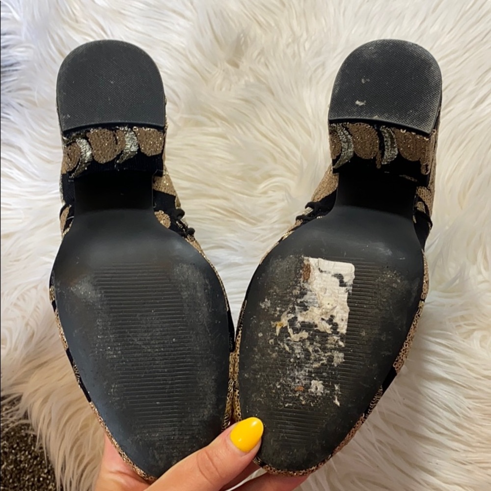 Steve Madden black and gold heeled glitter booties - Picture 5 of 6